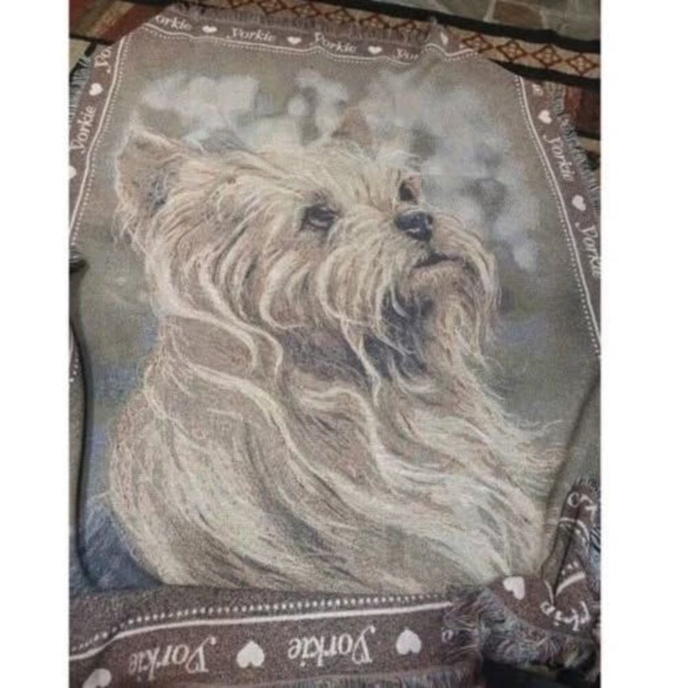 Yorkie Dog Portrait Throw Blanket